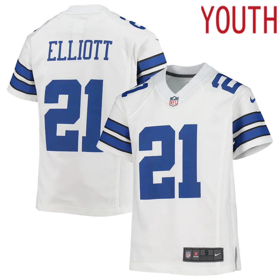 Youth Dallas Cowboys 21 Ezekiel Elliott Nike White Player Game NFL Jersey